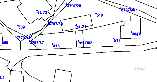 Parcela st. 70/2 v KÚ Krasov, Katastrální mapa