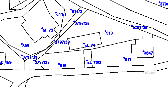 Parcela st. 71 v KÚ Krasov, Katastrální mapa