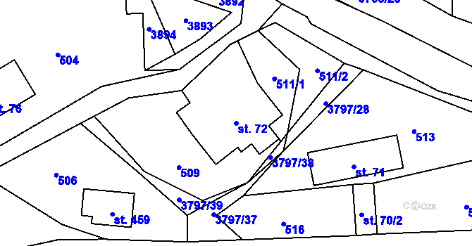 Parcela st. 72 v KÚ Krasov, Katastrální mapa
