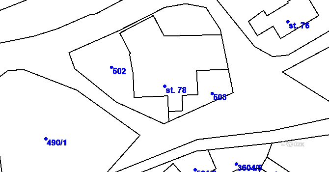 Parcela st. 78 v KÚ Krasov, Katastrální mapa