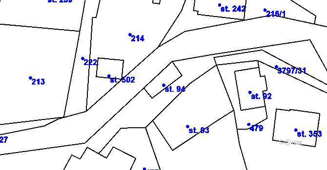 Parcela st. 94 v KÚ Krasov, Katastrální mapa
