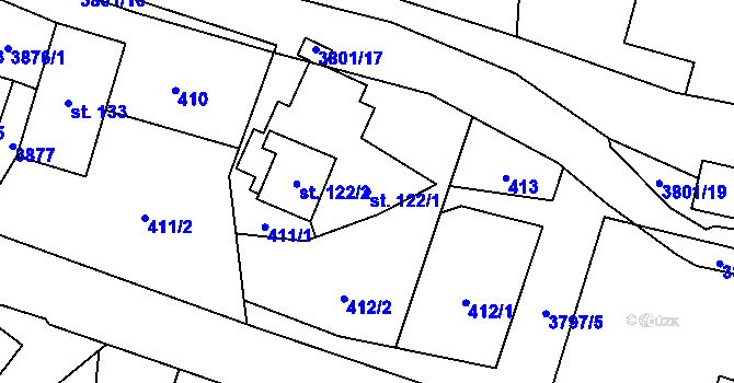 Parcela st. 122/1 v KÚ Krasov, Katastrální mapa