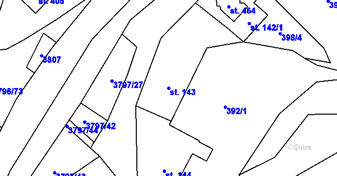 Parcela st. 143 v KÚ Krasov, Katastrální mapa