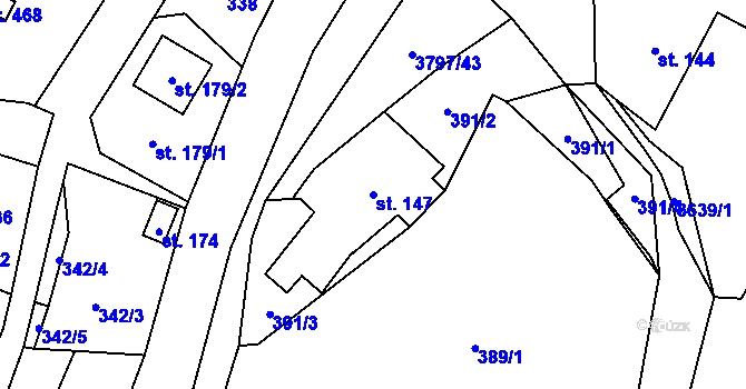 Parcela st. 147 v KÚ Krasov, Katastrální mapa