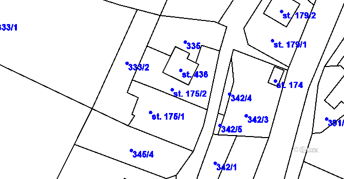 Parcela st. 175/2 v KÚ Krasov, Katastrální mapa