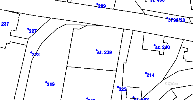 Parcela st. 239 v KÚ Krasov, Katastrální mapa