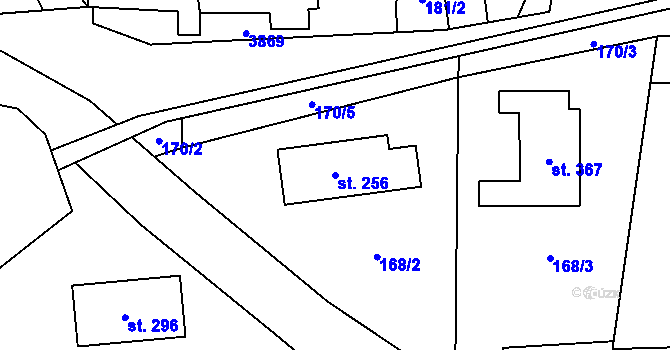 Parcela st. 256 v KÚ Krasov, Katastrální mapa