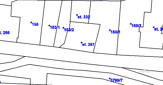Parcela st. 267 v KÚ Krasov, Katastrální mapa