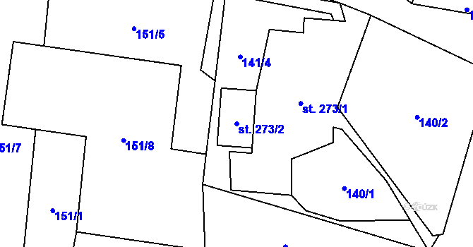 Parcela st. 273/2 v KÚ Krasov, Katastrální mapa