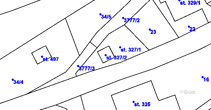Parcela st. 327/2 v KÚ Krasov, Katastrální mapa