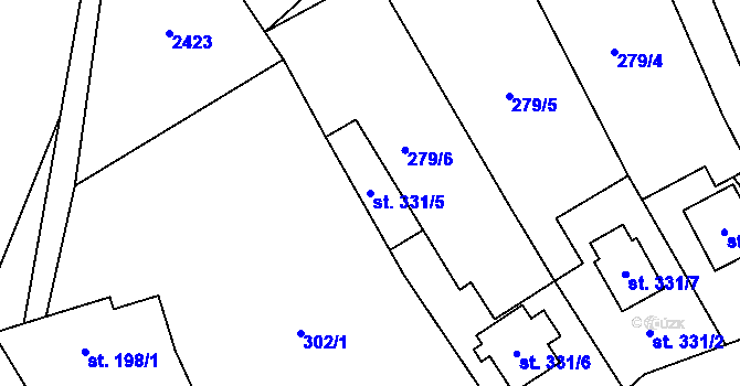 Parcela st. 331/5 v KÚ Krasov, Katastrální mapa