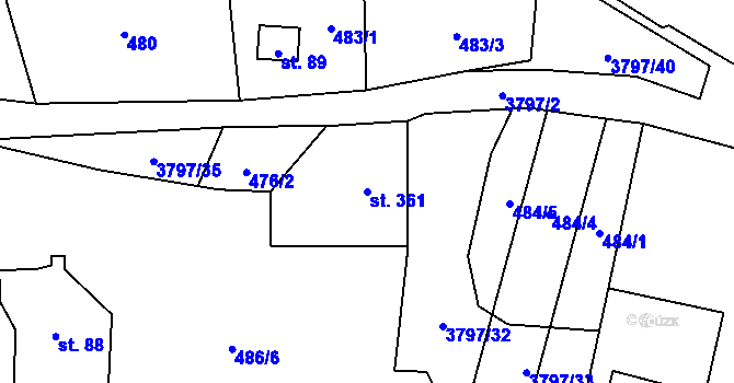 Parcela st. 361 v KÚ Krasov, Katastrální mapa