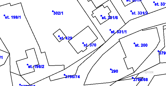 Parcela st. 370 v KÚ Krasov, Katastrální mapa