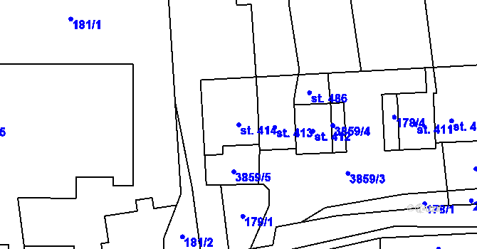 Parcela st. 414 v KÚ Krasov, Katastrální mapa