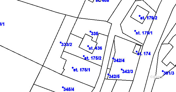 Parcela st. 436 v KÚ Krasov, Katastrální mapa