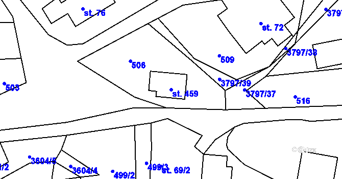 Parcela st. 459 v KÚ Krasov, Katastrální mapa