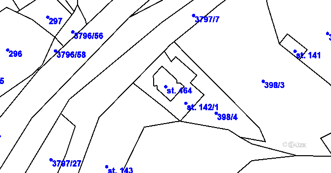 Parcela st. 464 v KÚ Krasov, Katastrální mapa