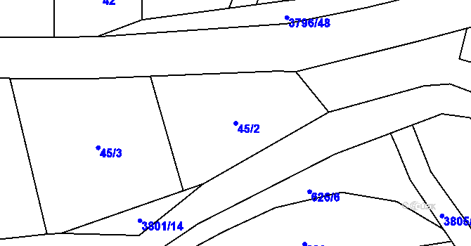 Parcela st. 45/2 v KÚ Krasov, Katastrální mapa