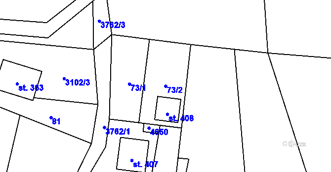 Parcela st. 73/2 v KÚ Krasov, Katastrální mapa