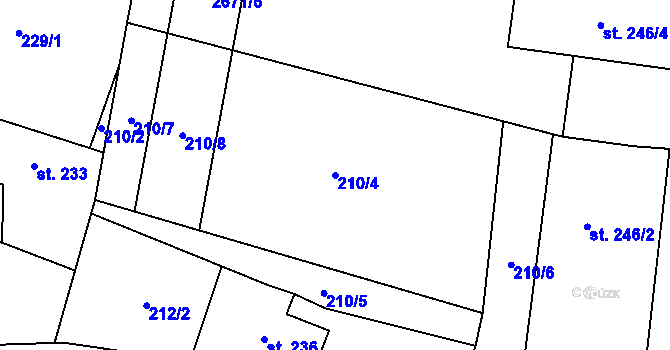 Parcela st. 210/4 v KÚ Krasov, Katastrální mapa