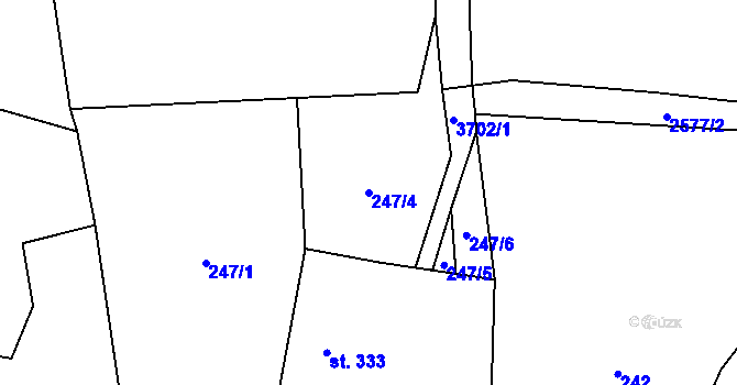 Parcela st. 247/4 v KÚ Krasov, Katastrální mapa