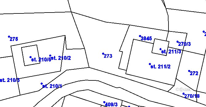 Parcela st. 273 v KÚ Krasov, Katastrální mapa