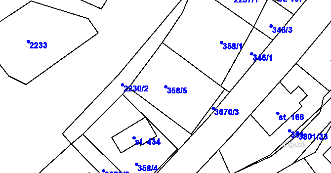 Parcela st. 358/5 v KÚ Krasov, Katastrální mapa