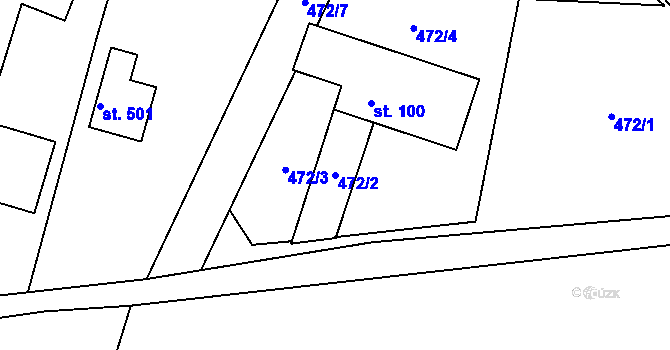Parcela st. 472/2 v KÚ Krasov, Katastrální mapa