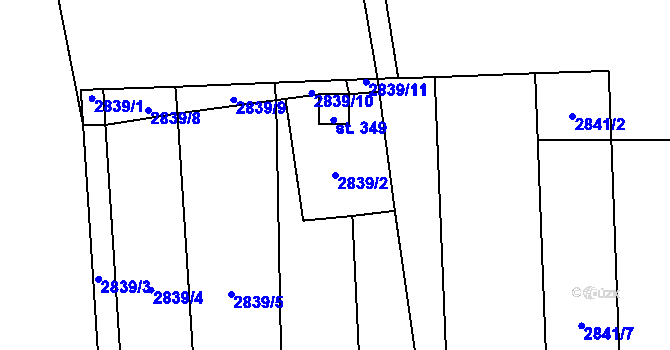 Parcela st. 2839/2 v KÚ Krasov, Katastrální mapa