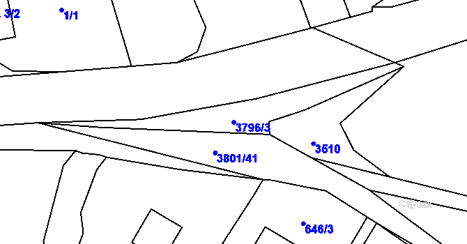 Parcela st. 3796/3 v KÚ Krasov, Katastrální mapa
