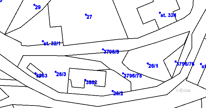 Parcela st. 3796/8 v KÚ Krasov, Katastrální mapa