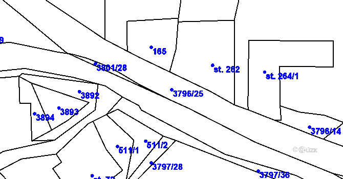 Parcela st. 3796/25 v KÚ Krasov, Katastrální mapa