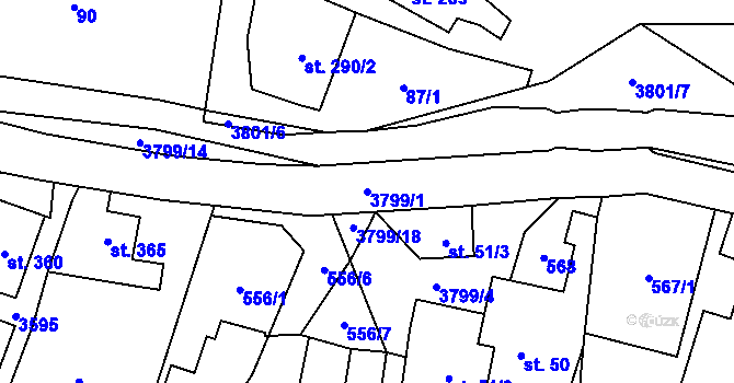 Parcela st. 3799/1 v KÚ Krasov, Katastrální mapa