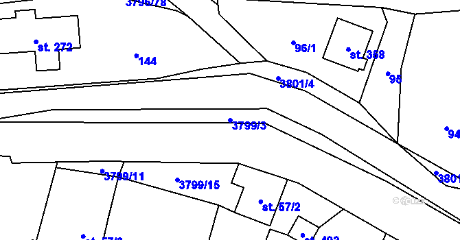 Parcela st. 3799/3 v KÚ Krasov, Katastrální mapa
