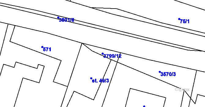 Parcela st. 3799/12 v KÚ Krasov, Katastrální mapa