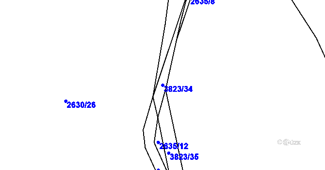 Parcela st. 3823/34 v KÚ Krasov, Katastrální mapa