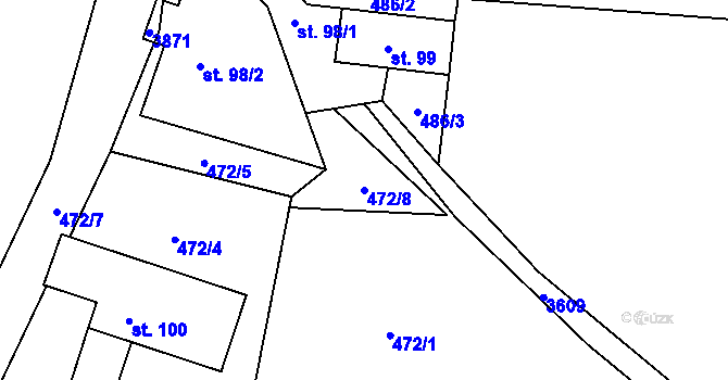 Parcela st. 472/8 v KÚ Krasov, Katastrální mapa