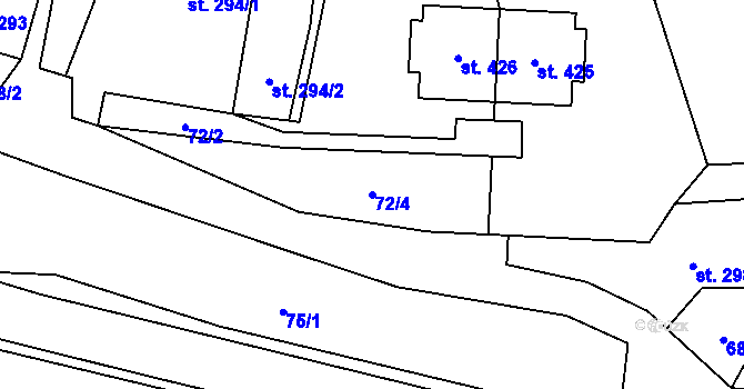Parcela st. 72/4 v KÚ Krasov, Katastrální mapa