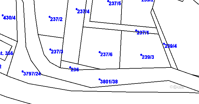 Parcela st. 237/6 v KÚ Krasov, Katastrální mapa