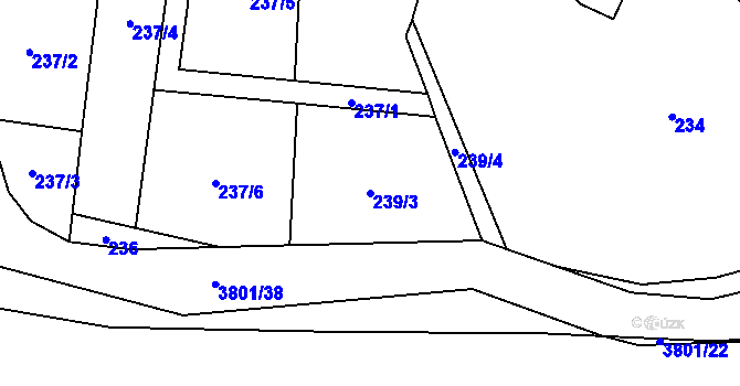 Parcela st. 239/3 v KÚ Krasov, Katastrální mapa
