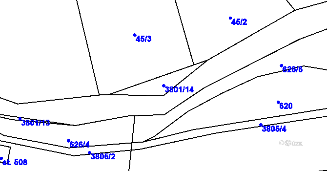 Parcela st. 3801/14 v KÚ Krasov, Katastrální mapa