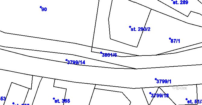 Parcela st. 3801/6 v KÚ Krasov, Katastrální mapa