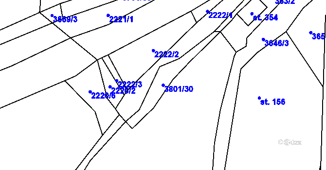 Parcela st. 3801/30 v KÚ Krasov, Katastrální mapa
