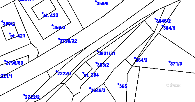 Parcela st. 3801/31 v KÚ Krasov, Katastrální mapa