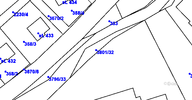 Parcela st. 3801/32 v KÚ Krasov, Katastrální mapa