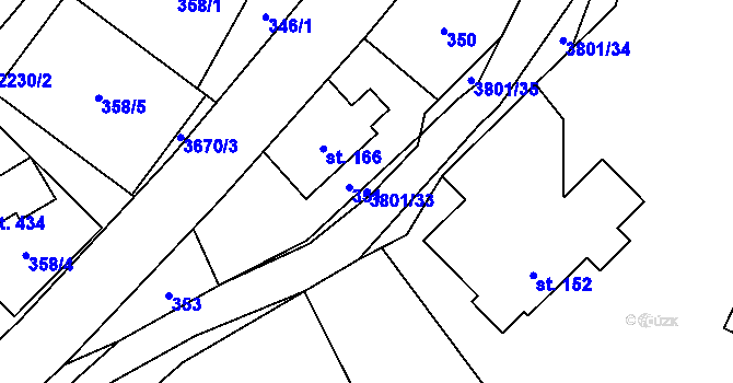 Parcela st. 3801/33 v KÚ Krasov, Katastrální mapa