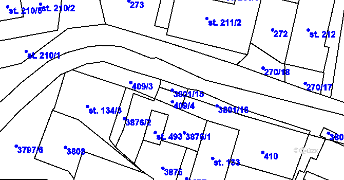 Parcela st. 3801/15 v KÚ Krasov, Katastrální mapa