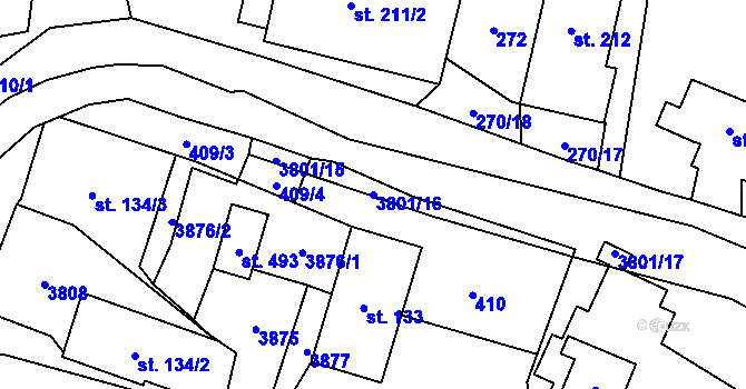Parcela st. 3801/16 v KÚ Krasov, Katastrální mapa