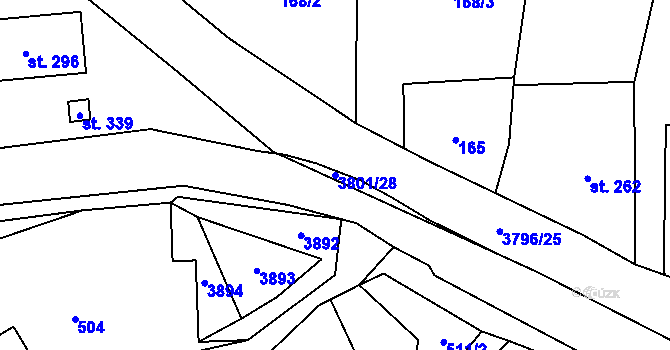 Parcela st. 3801/28 v KÚ Krasov, Katastrální mapa