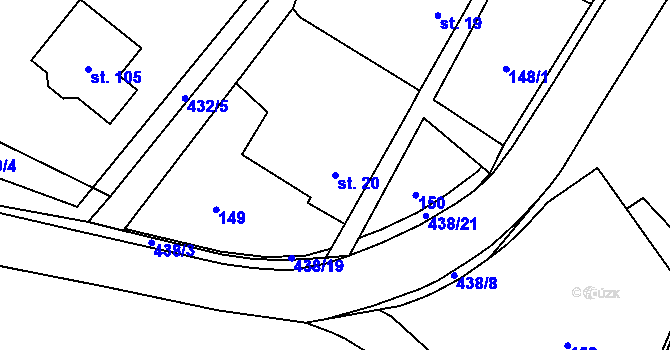 Parcela st. 20 v KÚ Krasová, Katastrální mapa